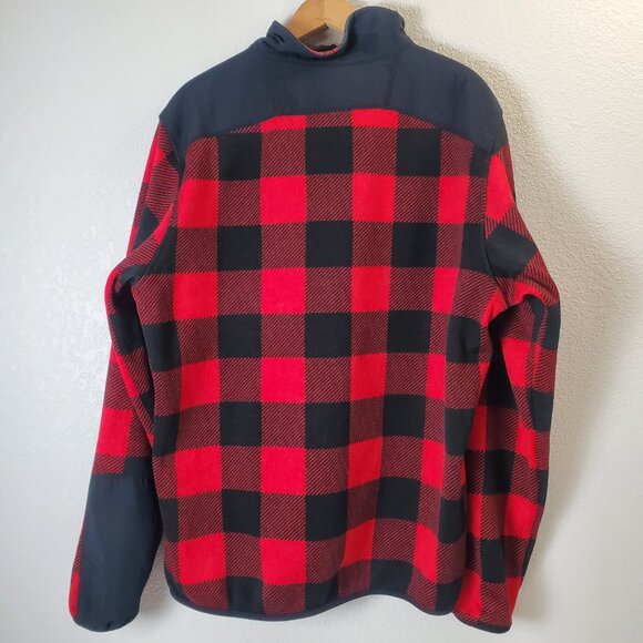 Columbia Sweater Weather 1/2 Zip Buffalo Plaid Red Black Sweatshirt Men's XL - Picture 2 of 10